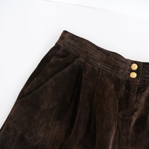 Vintage Danier Leather  Brown Suede Straight Leg Pants Size 14 - Picture 9 of 14